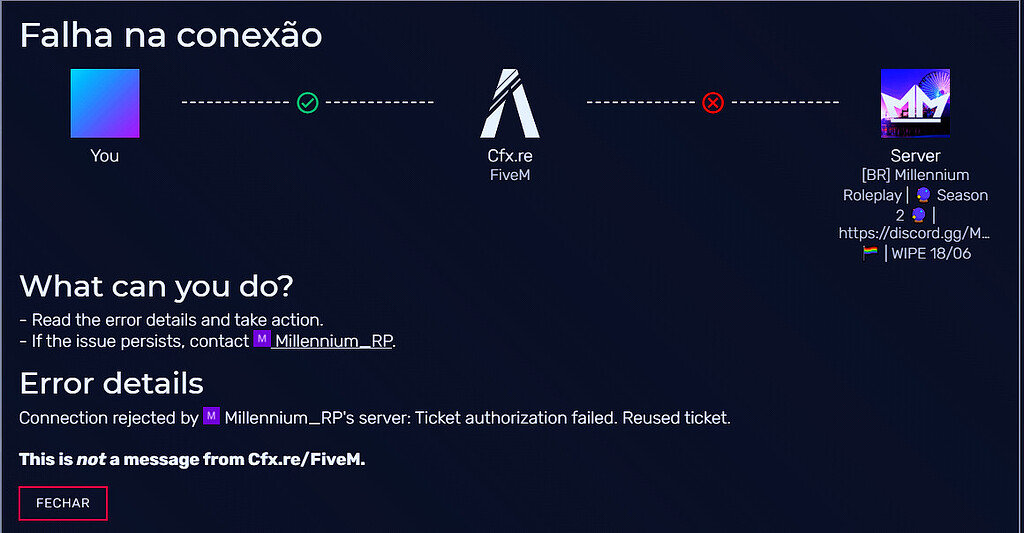 Game server enter No autentication ticket was specfied - FiveM Client  Support - Cfx.re Community