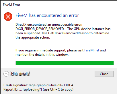 Fivem Crash Rage Graphics Five Dll Fivem Client Support Cfx Re Community