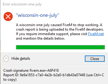 Crash Error Wisconsin One July Fivem Client Support Cfx Re Community