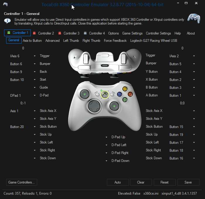 tocaedit xbox 360 controller emulator wrong assigned keys