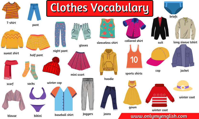 English Vocabulary - 100 CLOTHING ITEMS 