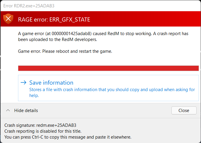 RAGE error: Err_GFX_STATE (I certainly have all drivers up to date