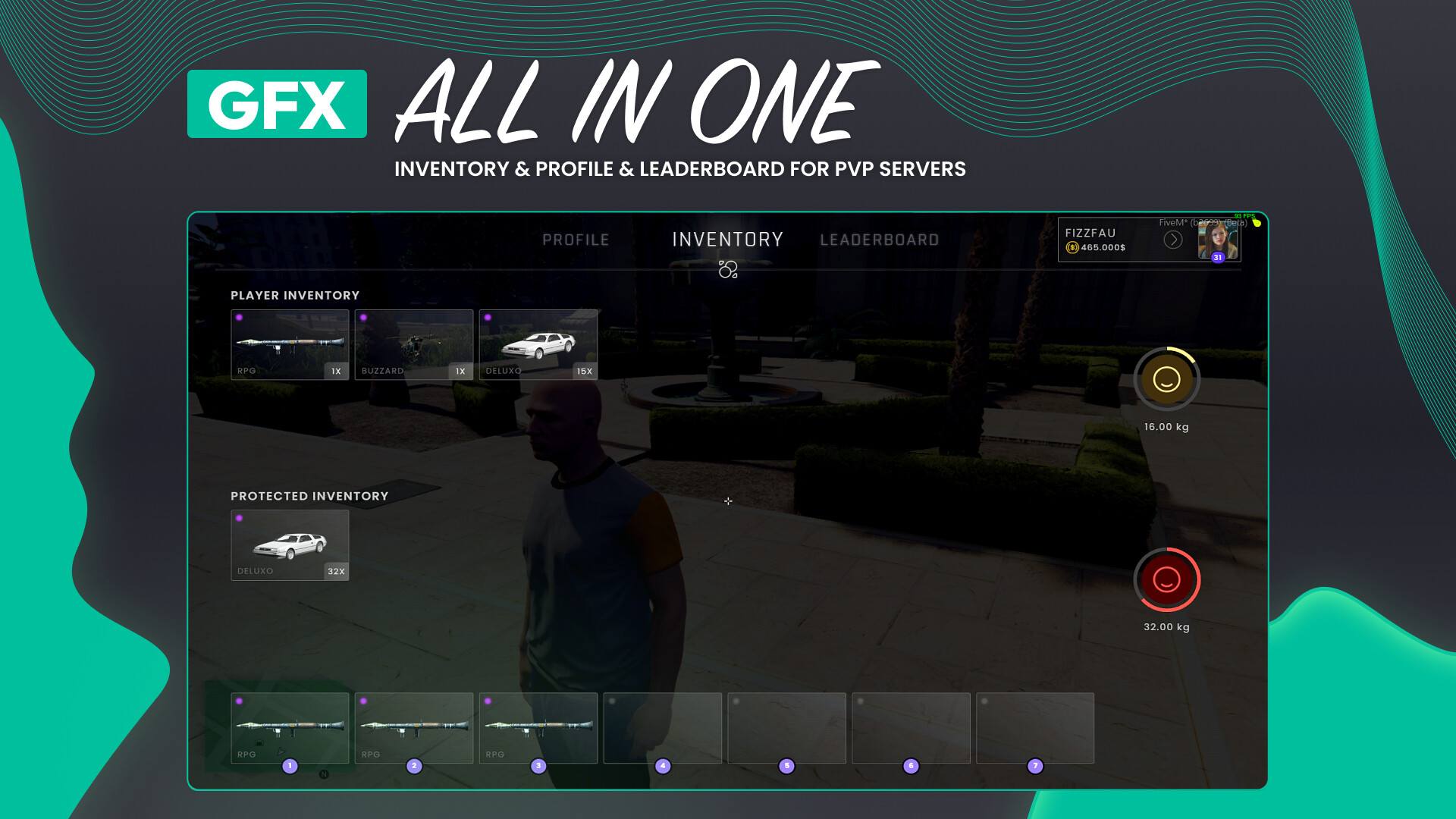  PAID GFX All In One Menu For PVP Servers Inventory Profile Leaderboard Releases Cfx 