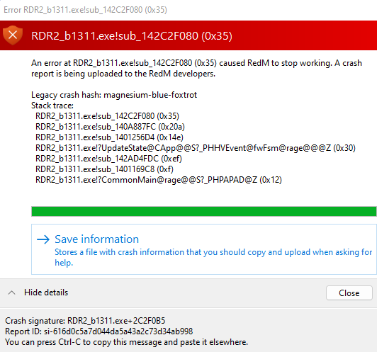 Error RDR2_b1355.exe+257fddf - RedM Client Support - Cfx.re Community
